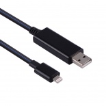 Кабель Premium USB2.0 AM/Lightning 8M, плоский,светодиодный