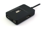 Концентратор/ Хаб USB2.0 на 4 порта, черный с  разъемом для доп.питания